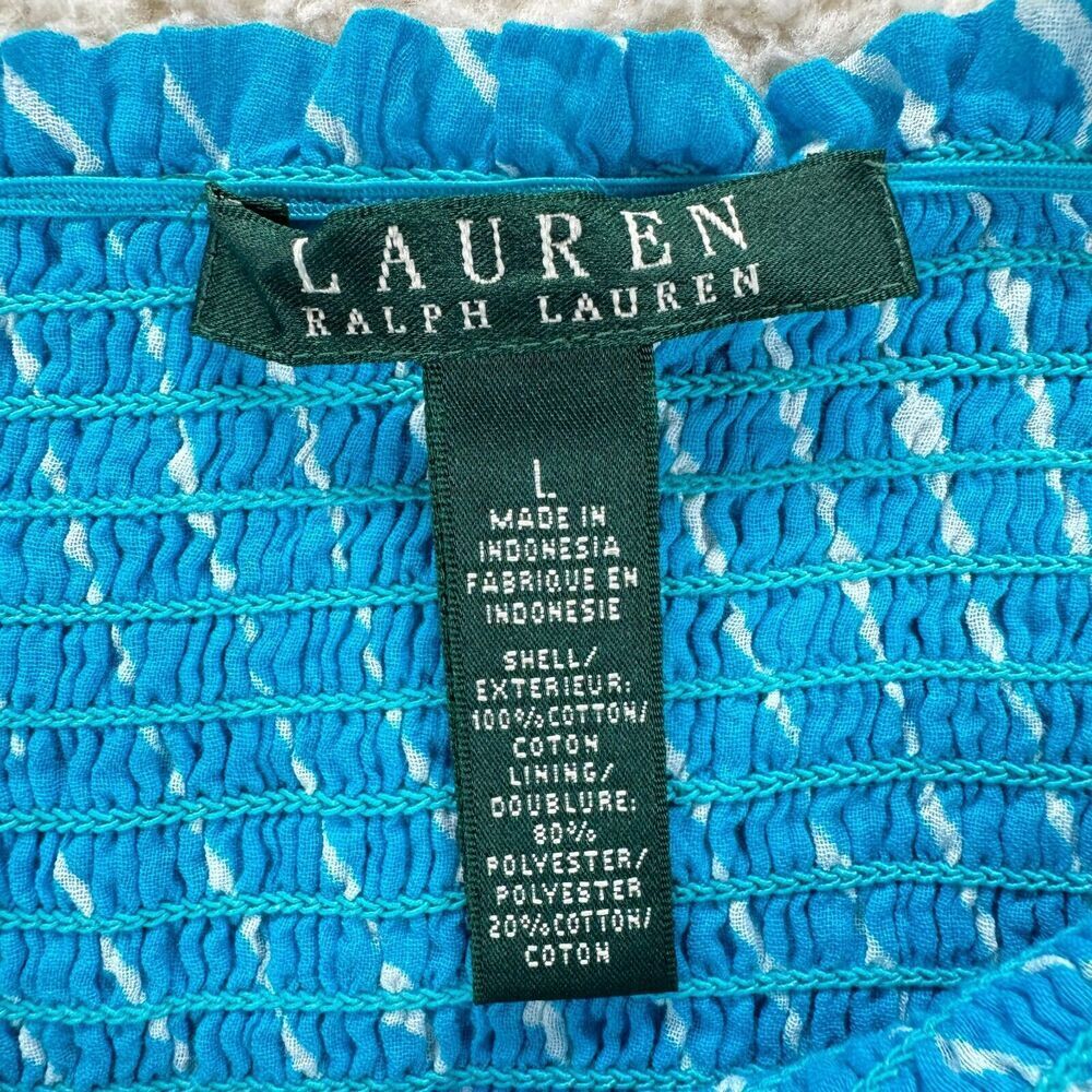 Lauren Ralph Lauren Womens Maxi Skirt Large Aqua Striped Tiered Cotton Lined - Picture 4 of 8
